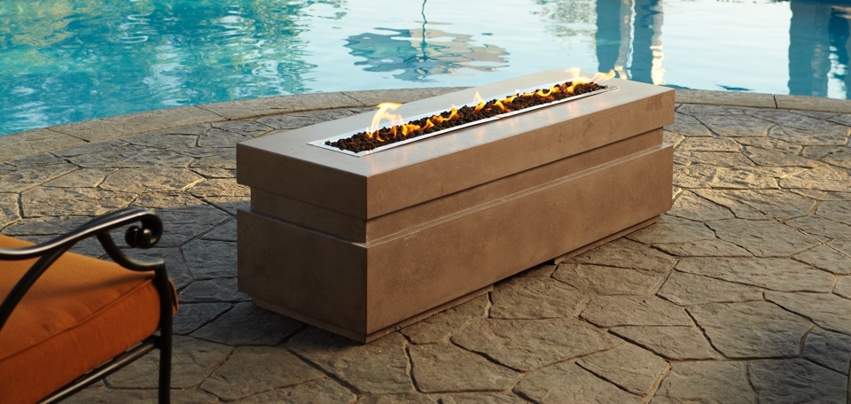 Outdoor Lifestyle Gas Linear Firepit Plaza, Linear Outdoor Gas Fire Pit Table