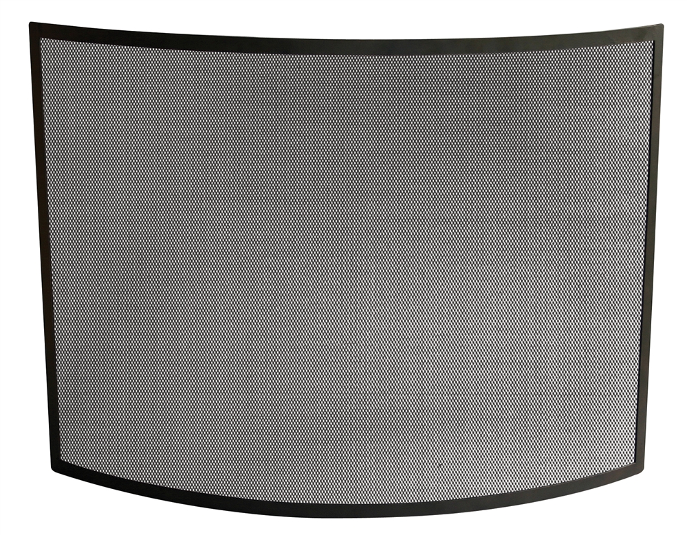 Uniflame Single Panel Black Curved, Curved Iron Fireplace Screen