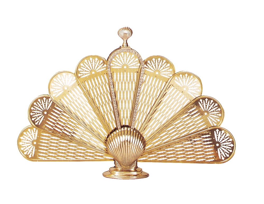 blomst Menagerry forælder Uniflame Polished Brass Shell Ornate Medium Fan Screen