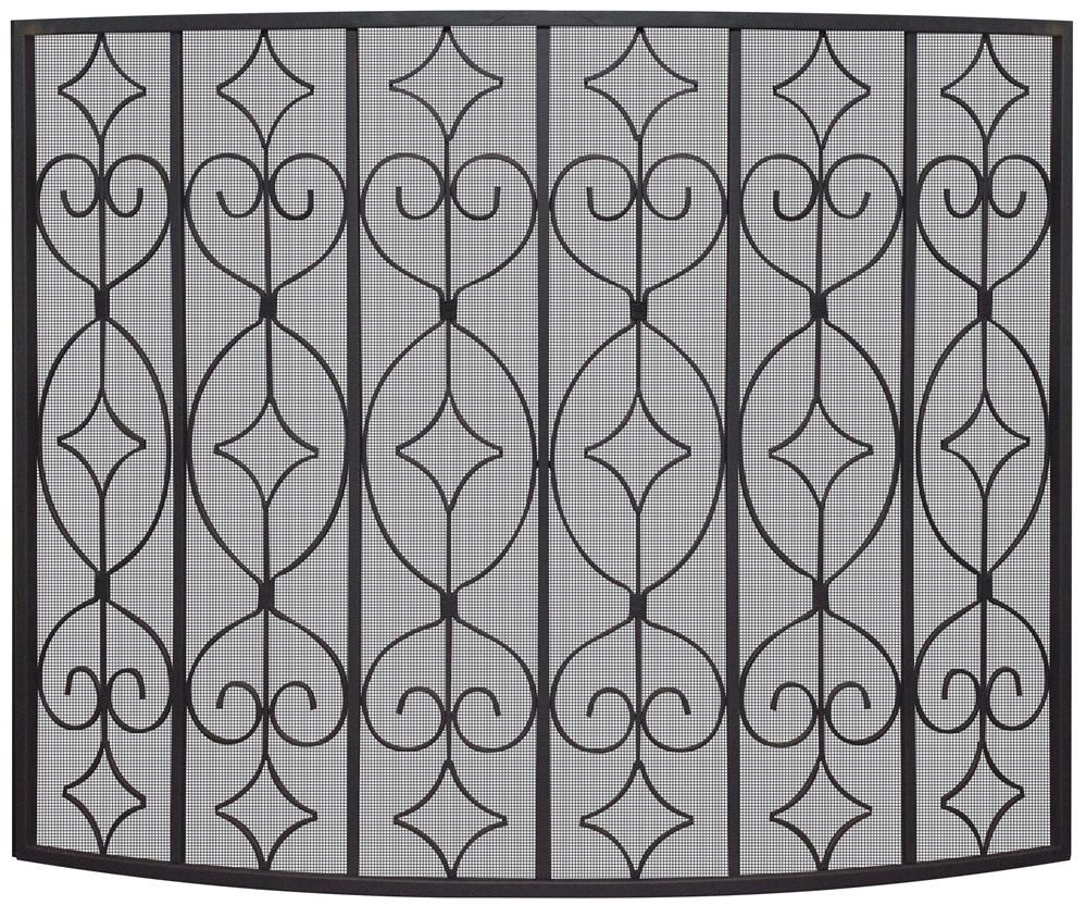 Uniflame Black Curved Ornate Fireplace, Black Curved Fireplace Screen