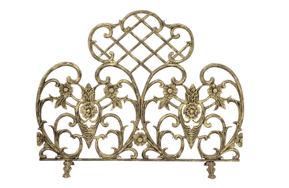 Uniflame Single Panel Antique Gold Cast, Gold Decorative Fireplace Screens